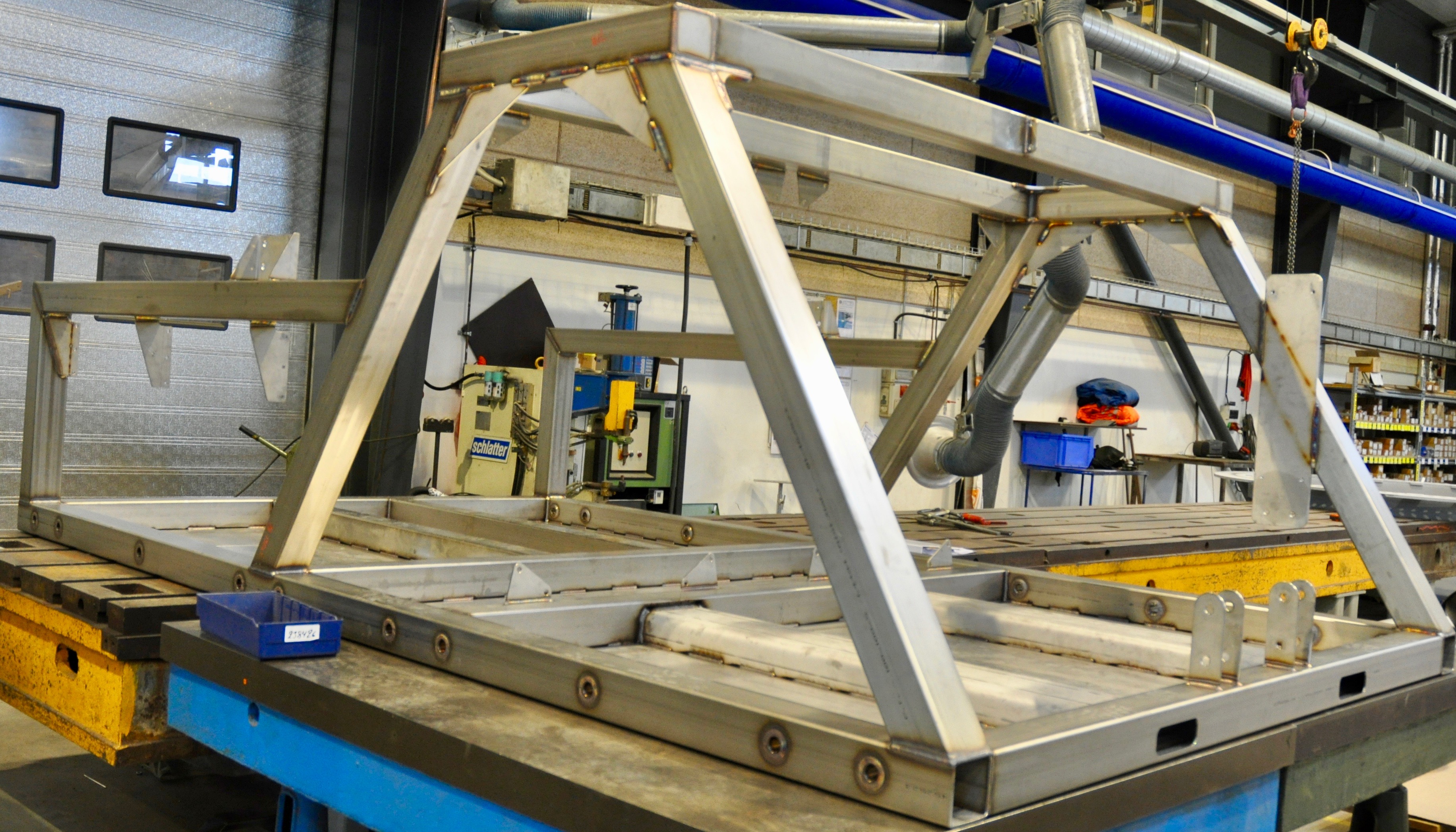 Fabricated motor support frame; historical work in progress, 2018